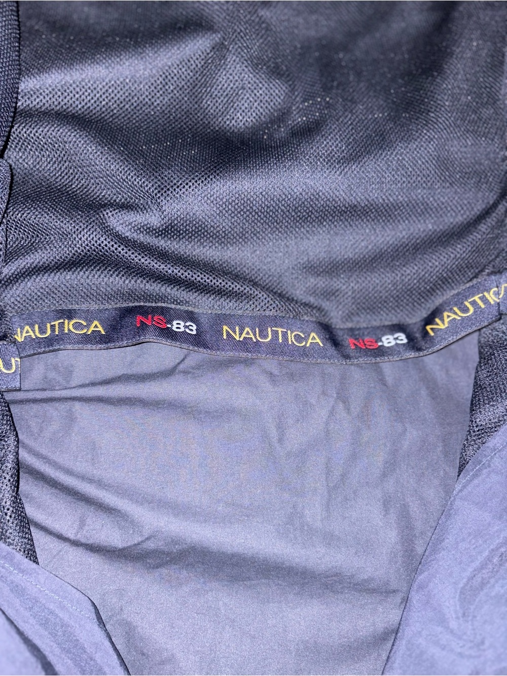 Nautica Hooded Windbreaker Rain Jacket Navy Yellow Mesh Lined XL - Picture 5 of 8
